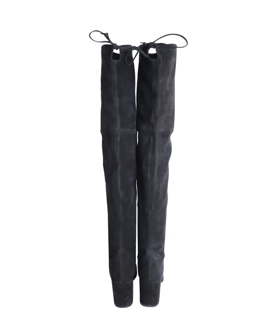 Stuart Weitzman Over The Knee Heeled Boots in Black Suede - Image 4