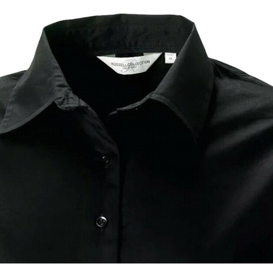 Russell Collection Ladies/Womens Long Sleeve Easy Care Oxford Shirt (Black) - Image 3