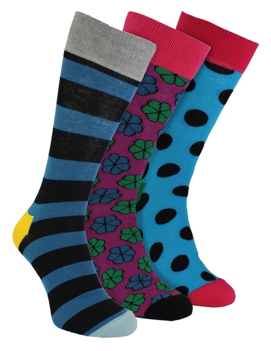 HS by Happy Socks - Pack de 3 calcetines de rayas de colores para hombre - Raya ancha - Image 1