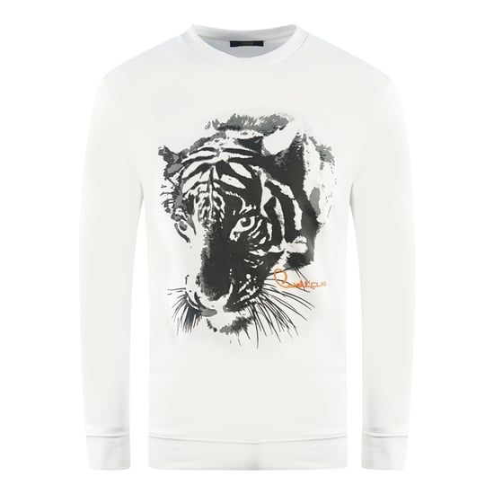 Sudadera Blanca con Logo de Silueta de Tigre Cavalli Class - Image 1
