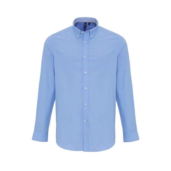 Premier Mens Striped Oxford Long-Sleeved Shirt (Oxford Blue) - Image 1