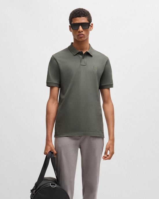 BOSS Orange Camisa Polo Slim Fit de Algodón Stretch para Hombre con Parche de Logo - Image 3