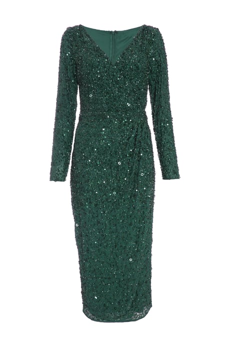 Green Sequin Wrap Midaxi Dress
