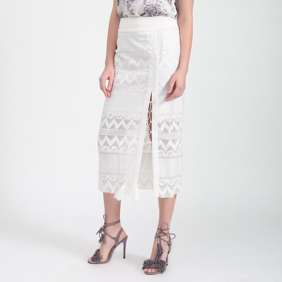Geometrical Lace Midi Skirt - Image 1