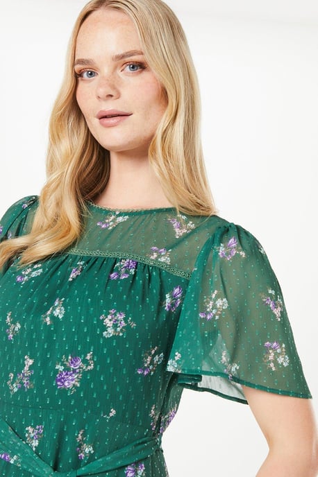 Floral Dobby Lace Insert Mini Dress - Image 4