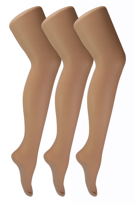 Sock Snob - Mallas con Costura Vintage para Mujer | Multipack de 3 Pares | Mallas Ultra Brillantes hasta la Rodilla de 40 Denier con Línea en la Espalda - Nude / Nude - Image 1
