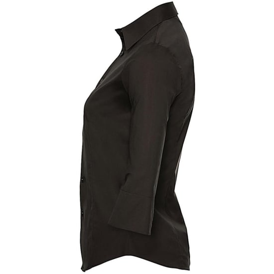 Russell Collection Ladies/Womens 3/4 Sleeve Easy Care Fitted Shirt (Black) - Image 3