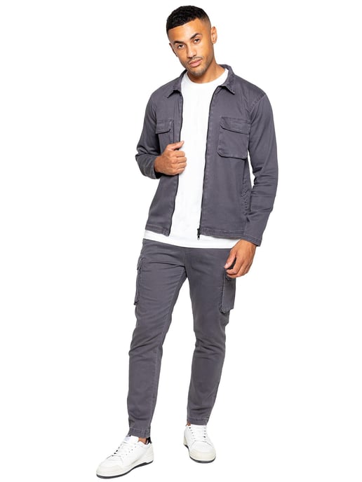 Enzo | Mens Cargo Tracksuit Set - Grey