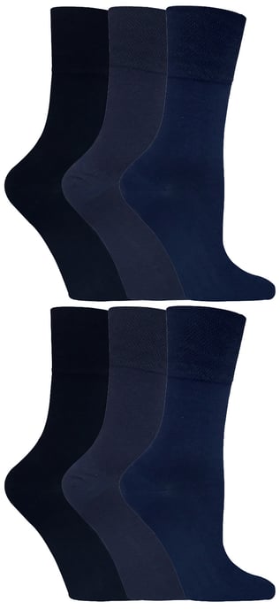 Gentle Grip - 6 Pares de Calcetines Diabéticos de Mujer con Parte Superior de Peine de Miel y Costuras de Puntera Unidas a Mano - Azul Oscuro 37 - Image 1