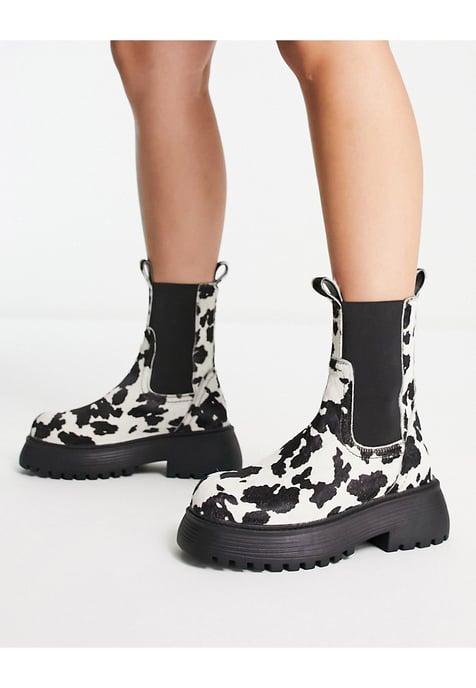 ASOS DESIGN Adelaide leather chelsea boots in cow pony-Multi