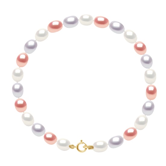 DIADEMA - Bracelet - Real Freshwater Pearls - Pastel Multicolour - Yellow Gold