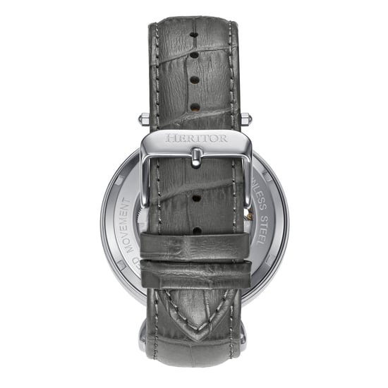 Heritor Automatic Lincoln Leather-Band Skeleton Watch with Moon Phase