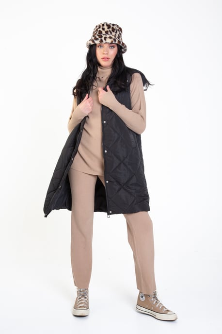 Longline Padded Gilet with Hood
