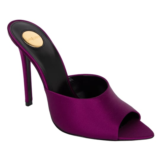 Saint Laurent Goldie Mules In Satin Crepe Purple - Image 1