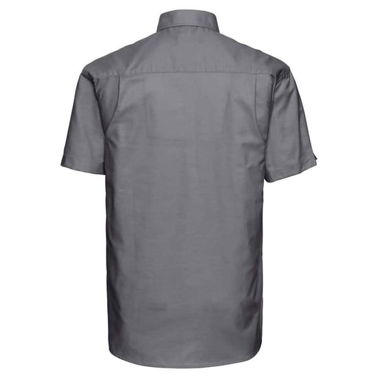 Russell Collection Mens Classic Oxford Short-Sleeved Shirt (Silver) - Image 2