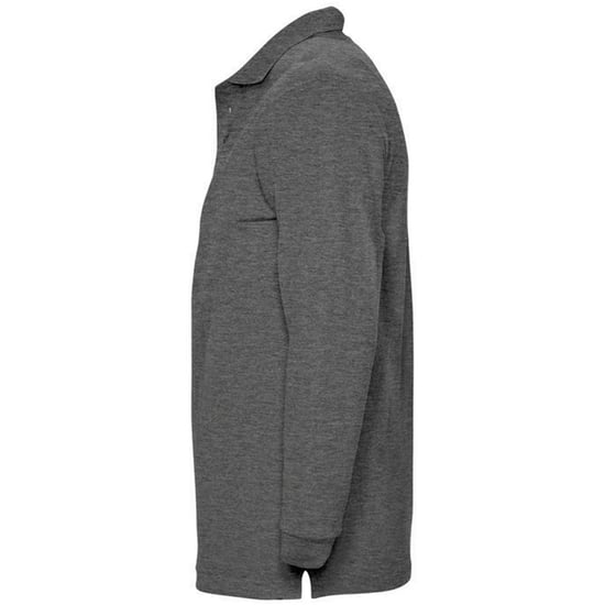 SOLS Mens Winter II Long Sleeve Pique Cotton Polo Shirt (Charcoal Marl) - Image 3