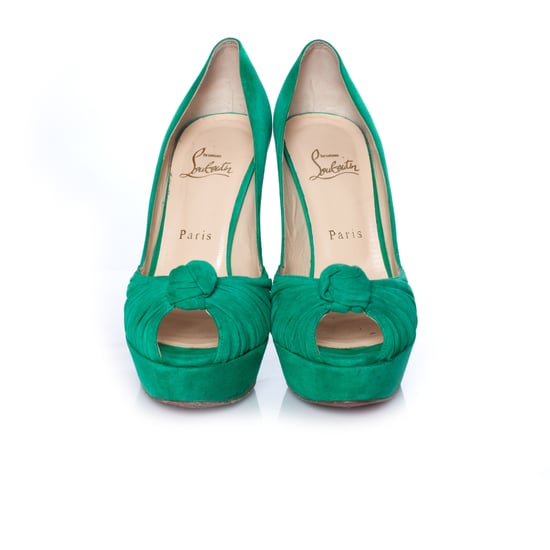 Mint suede Greissimo pumps. - Image 4