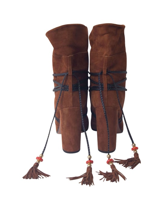 Aquazzura Moonshine Boots with Tie in Brown Suede - Image 4