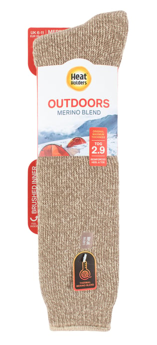 Heat Holders - Calcetines térmicos de lana merino para hombre de pierna larga con talón y puntera reforzados para invierno - Avena - Image 2