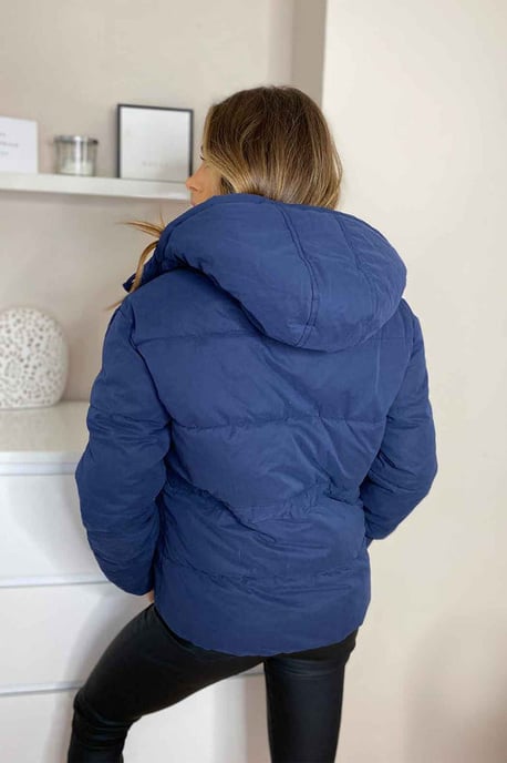 Navy Veneto Waisted Puffer Jacket