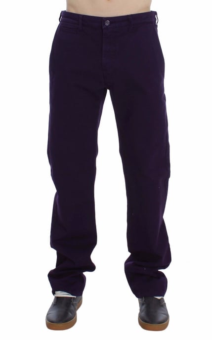 Pantalones de algodón elástico morado GF Ferre para hombre - Image 1