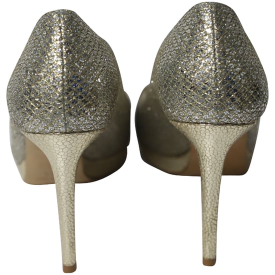 Jimmy Choo Metallic Luna Open Toe Pumps in Gold Leather - Image 4