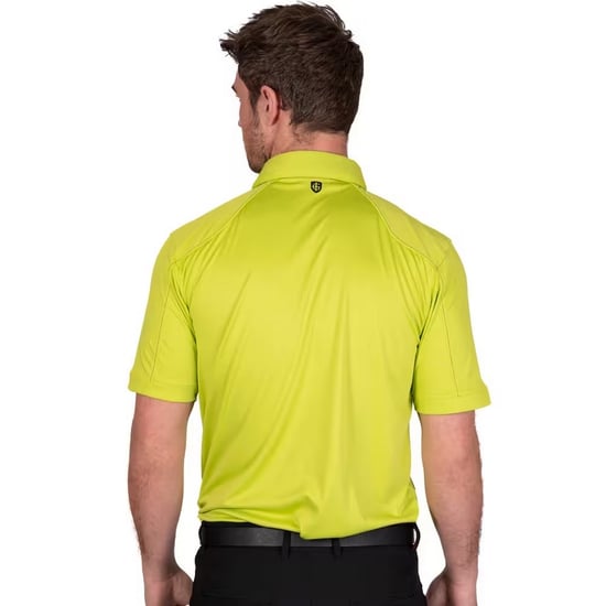Island Green Mens Topstitched Golf Polo Shirt (Lime) - Image 2