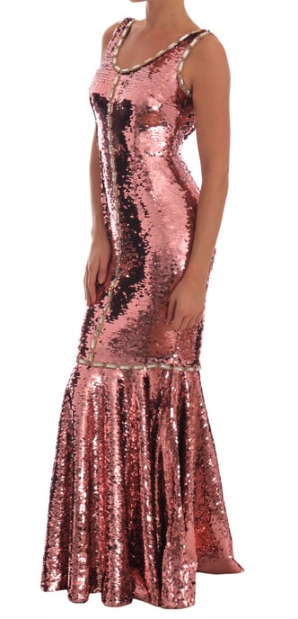Vestido de noche de cristal con flecos y lentejuelas rosas de Dolce & Gabbana para mujer - Image 4