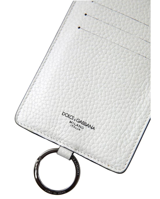 Logo-Embossed Leather Card Holder with Lanyard