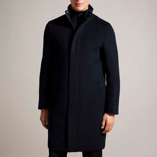 Abrigo de mezcla de lana con cuello tipo embudo Ted Baker Ederson para hombre en azul marino - Image 1