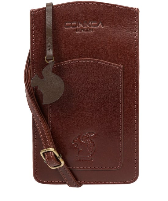 Siren' Conker Brown Leather Cross Body Phone Bag