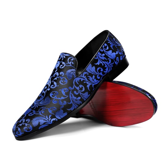 Men's Penny Loafers with Elegant Jacquard Blue - Image 2
