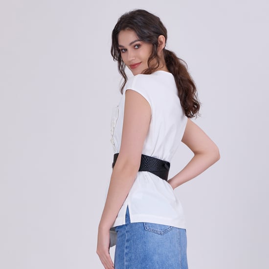Double breasted pleated asymmetric top - Image 4