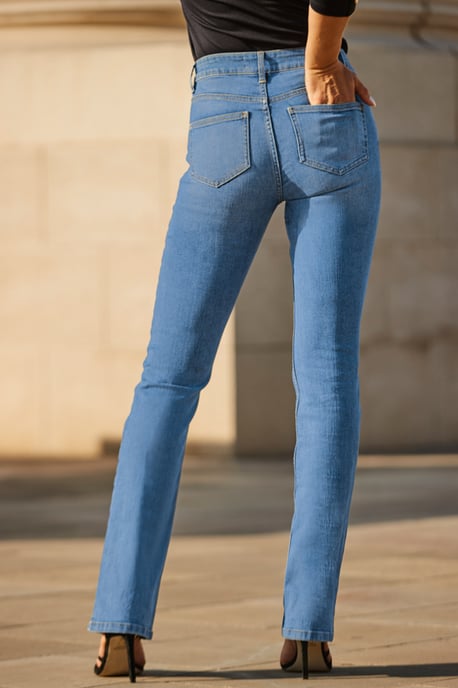 Light Wash Mid Rise Bootcut Jeans