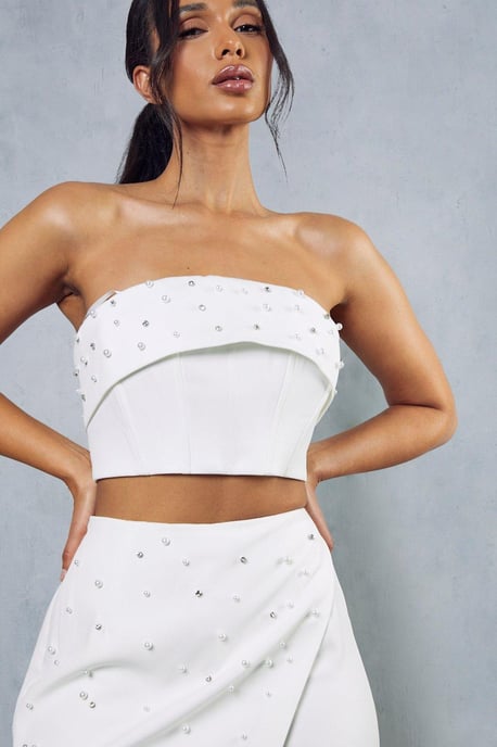 Pearl Embellished Corset Top - Image 6
