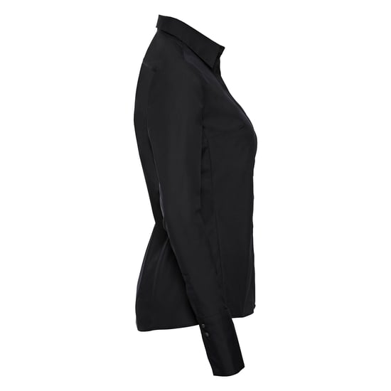 Russell Collection Womens/Ladies Ultimate Stretch Slim Long-Sleeved Shirt (Black) - Image 3