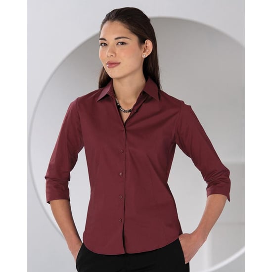 Russell Collection Ladies/Womens 3/4 Sleeve Easy Care Fitted Shirt (Port)