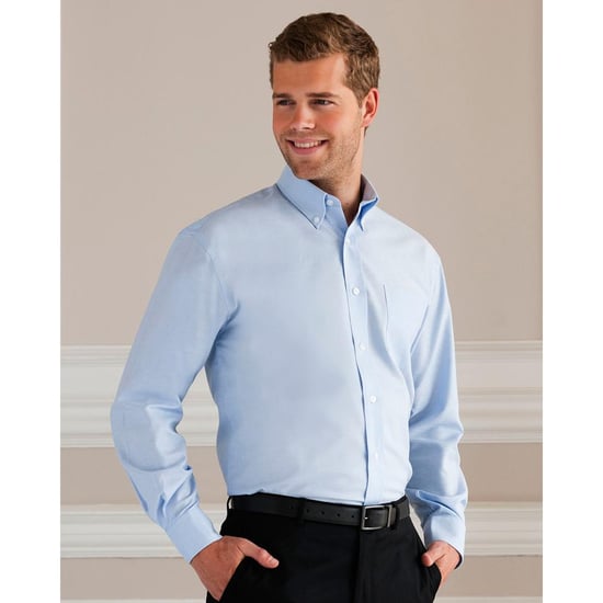 Russell Collection Mens Long Sleeve Easy Care Oxford Shirt (Oxford Blue) - Image 3