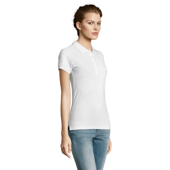 SOLS Womens/Ladies People Pique Short Sleeve Cotton Polo Shirt (White) - Image 6