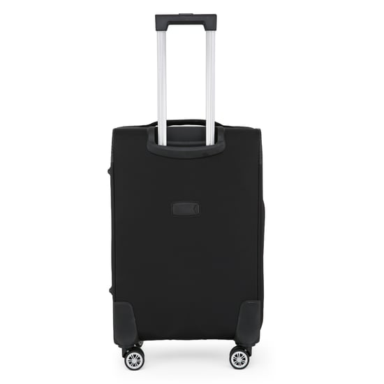 Black Soft Shell Suitcase 8 Wheel Luggage Travel TSA Light Carry On Cabin Bag