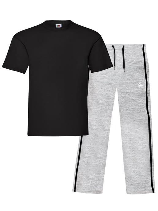 Enzo | Conjunto de camiseta y pantalón para hombre - Negro/Gris - Image 1