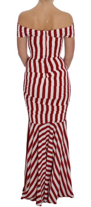 Vestido de seda elástica rojo y blanco para mujer de Dolce & Gabbana - Image 3
