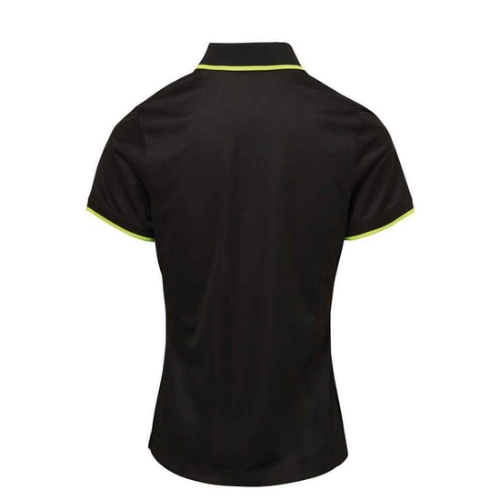 Premier Womens/Ladies Coolchecker Contrast Pique Polo Shirt (Black/Lime) - Image 2