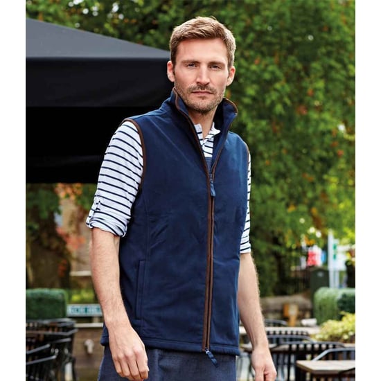 Premier Mens Artisan Fleece Gilet (Navy/Brown) - Image 4
