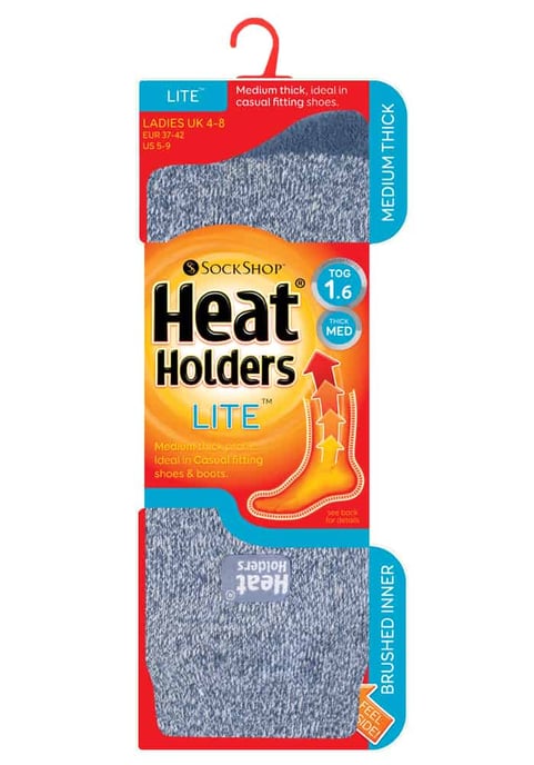 Heat Holders Lite - Calcetines térmicos finos de invierno para mujer en colores lisos - Denim / Crema - Image 2