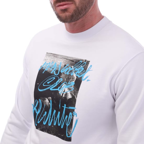 Sudadera Con Cuello Redondo Entallada Off-white Rocks Type, Color Blanco - Image 3