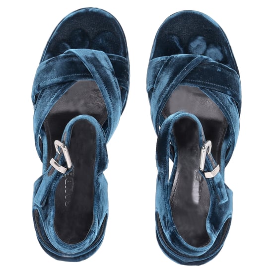 Jil Sander Chunky Sandal Heels in Blue Velvet - Image 4