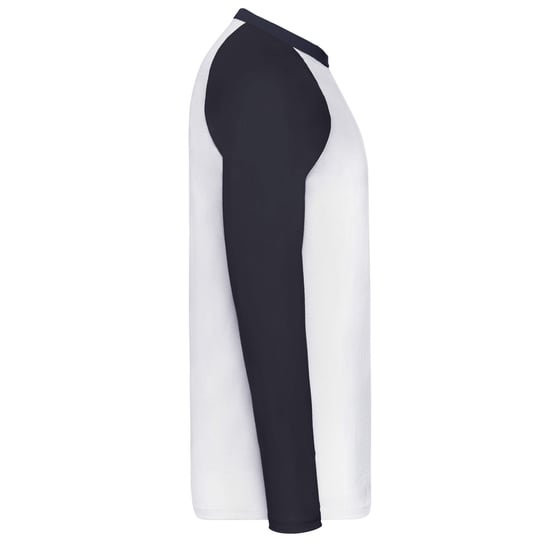 Fruit of the Loom Mens Contrast Long-Sleeved Baseball T-Shirt (White/Deep Navy) - Image 3