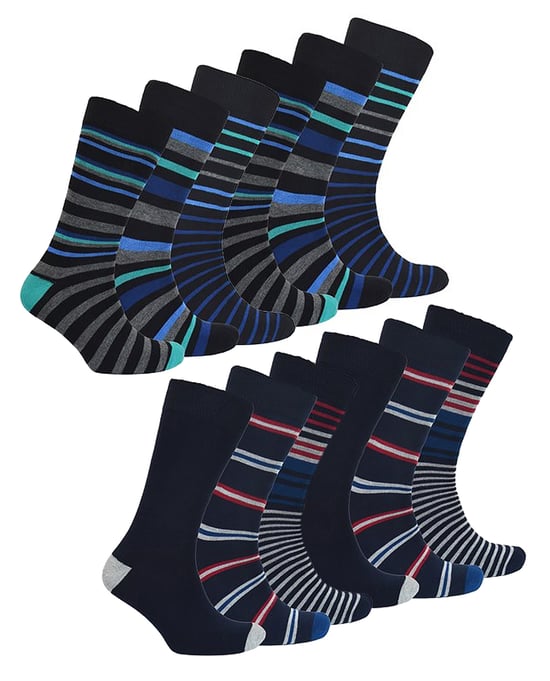 12 Pares Multipack Calcetines de Bambú para Hombre | Novedad Multicolor Acolchado Diseño Divertido Calcetines de Tripulación - Surtido - Image 1