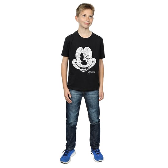 Disney Boys Mickey Mouse Distressed Face T-Shirt (Black)